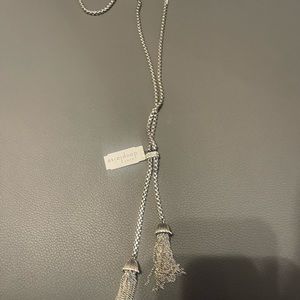 Silver long bling necklace